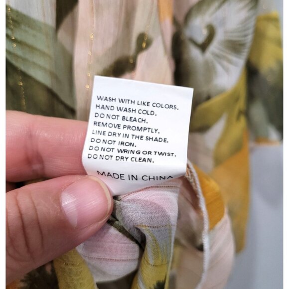 Shein Floral Off-Shoulder Tie-Front Cropped Sheer Top with Bell Sleeves Size M - Picture 5 of 9